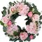 Artificial Pink Rose Wreath 20 inches Front Door Wreath with Hydrangea Green Leaves Wreath Artificial Spring Wreath Valentines Mother's Day Wreath for Wall Wedding Party Home Decor (Pink)